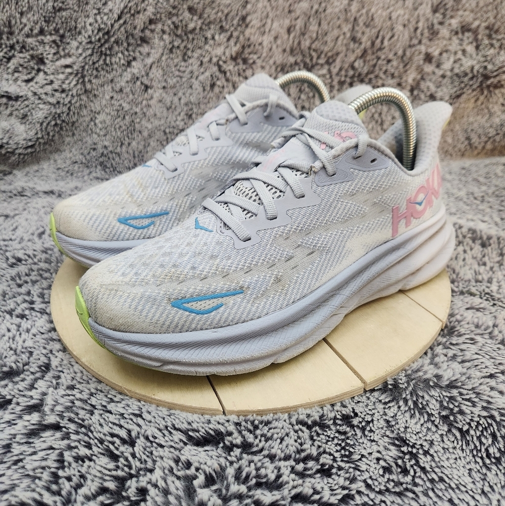 Hoka One One Clifton 9 Athletic Running Blue Pink Sneaker Women's Size 8.5 B - Picture 4 of 9